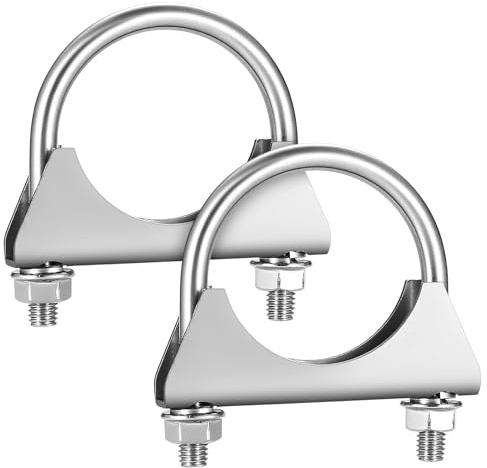 2 Stück 54mm Auspuffschelle, M8 Bügelschelle, M8 Rohrschellen, Verzinkter Edelstahl U-Bolzen Mutter Rohrbügelschelle Bügelschraube für Rohrverbindungen