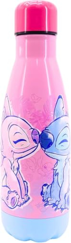 Disney Stitch Bouteille Réutilisable, Gourde D'eau Stitch et Angell Design en Acier Inoxydable pour Filles, Bouteille de Voyage, Capacité 500 ML