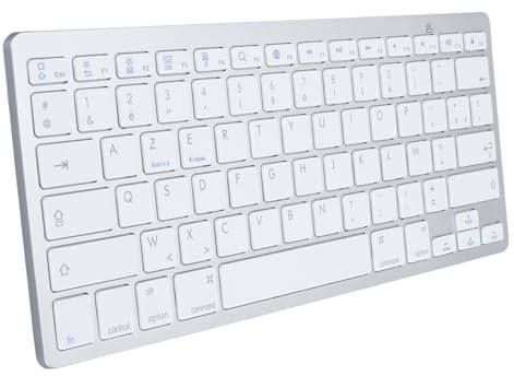 KKPLZZ Tastiera Wireless Bluetooth Portatile Compatta Ultra Sottile Bilingue Universale per PC Portatile (Layout AZERTY francese)