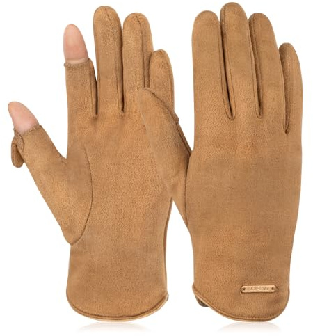 Kiiwah Handschuhe Damen Winter, 2 Finger Handschuh mit Klappe Thermo Handschuhe Warmer Plüsch Handschuh Winterhandschuhe für Frauen Damen