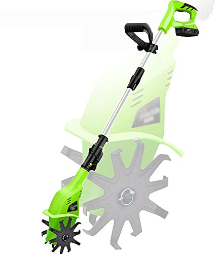 sjdoPulse Motoculteur, Motoculteur sans Fil, Motoculteur De Jardin avec Batterie Rechargeable Et Chargeur 4000 Mah, Poignée Réglable, pour Jardins Et Champs De Légumes