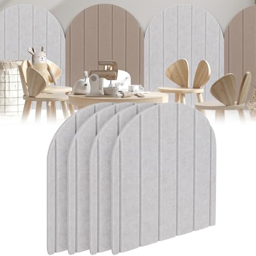 Lot de 4 panneaux muraux rembourrés anti-collision en feutre 3D pour chambre à coucher, chambre d'enfant, club de danse (beige clair) 32 x 43 cm
