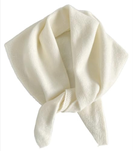 TYATVS Knitted Triangle Scarf for Women Y2k Head Scarf Downtown Girl Aesthetic Accessories Streetwear Triangle Shawl (Cream white)