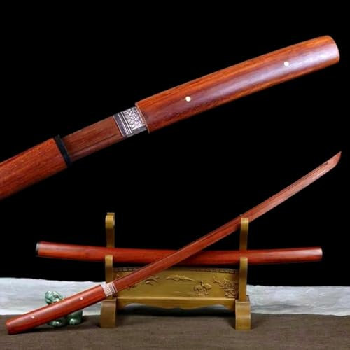 Kendo träningssamurajsvärd i trä, blad och skida i naturlig mahogny, träningssvärd i trä, handgjorda bokken för cosplay, display, dekoration, samling, presenter-101CM