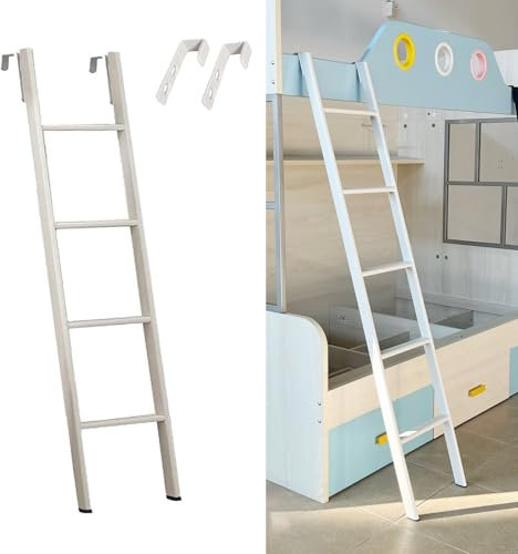 CMYUN Scaletta Letto a Castello 116/130/140/150/160/170/180/185cm Scala per Letto a Castello in Metallo, Scale per Soppalco Camper con Ganci, Scala per Soffitta Seminterrato/Scala di Fuga(116cm/45)