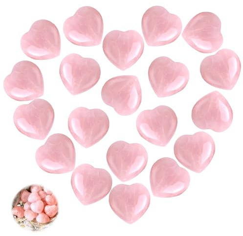 ertlutw 20 Stück Rosenquarz Herz Kristalle Edelsteine Geschenke Herz Stein
