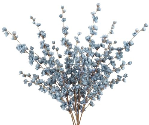 IPOPU Dusty Blue Delphinium Artificial Flowers Bulk 5PCS Faux Snapdragon Stems 45.6in Tall Fake Flowers for Floor Vase Table Centerpieces Wedding Home Decor (Dusty Blue)