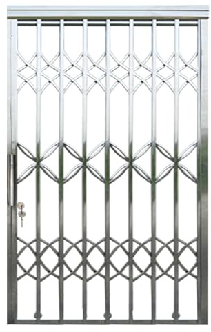 304 Stainless Steel Security Grille Door - Outdoor Retractable Foldable Sliding Gate with Double Panels, Burglar-Proof Design for Patio, Balcony, Entryway & Commercial Use(95x100cm/37x39in)
