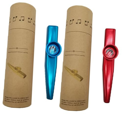 Warmhm Professionelles Kazoo 2 Satz aus Metall mit Polierter Oberfläche Einfach zu Spielen als Gitarrenpartner bei Geburtstagsfeiern oder Geschenk für Kinder