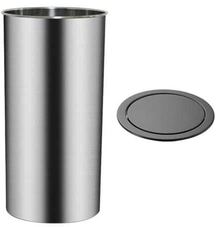 ASumPio Cubo De Basura De Cocina De 9 L con Tapa Abatible, Contenedor De Residuos De Acero Inoxidable Integrado En La Encimera, Papelera Redonda para Residuos Sanitari,Black