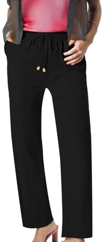 Womens Shorts Size 20 Womens Cropped Pants for Summer Black Wide Length Trousers Crop Pants for Women Casual Summer Linen Capri for Women Korean Fashion High Waist Work Black 3XL