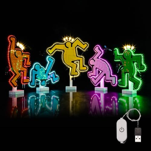 LocoLee Led Light Set Compatible with Lego 31216 Keith Haring – Dancing Figures Led Decoration Lighting Kit Compatible with Lego 31216 Building Blocks Model,Only Lights Set,No Model