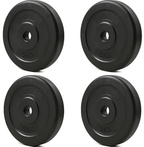 Cement Weight Plates Set 1.25kg to 20kg – Fits 1-Inch Bars – FLG Standard Cast Discs for Dumbbells & Barbells – Home Gym Strength Training Equipment (5KG x4)