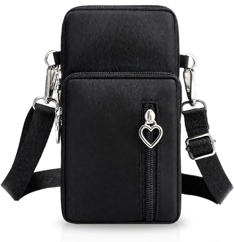 HOPNKN Handytasche zum Umhängen Damen, Umhängetasche Damen Klein, Nylon Crossbody Bag mit vielen Fächern Verstellbarer Abnehmbarer Schultergur Handy Schultertasche ür Handy unter 7 Zoll