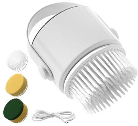 Cepillo de limpieza eléctrica | Batería recargable de 1200 mAh con cabezales reemplazables | Potente limpiador automático inalámbrico para azulejos y cuarto de baño | 3 cabezales de repuesto para