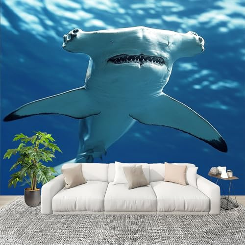 TiburóN Martillo Animal Fotomurales Pared Papel Pintado 300x210 cm Azul Tejido No Tejido Fotomurales Dormitorio Para la sala Decoración de pared tipo póster Fondo De Pantalla