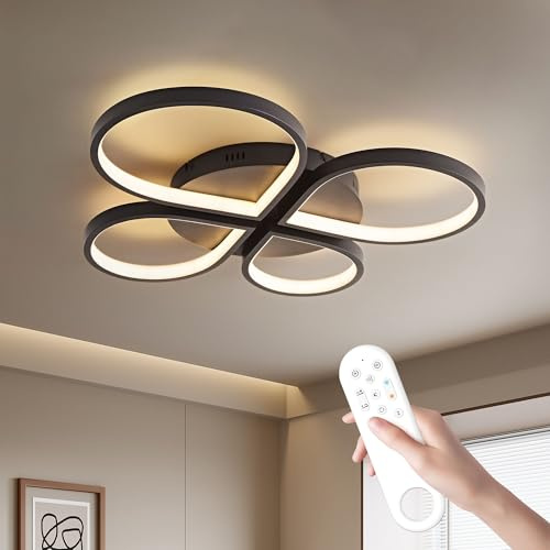 zenlavia Led Deckenleuchte Dimmbar mit Fernbedienung, Metall Deckenlampe Flach für Schlafzimmer/Kinderzimmer/Wohnzimmer, 40W, 4000lm, 3000-6500K, 30min Timer, Memory Funktion, 51x47cm