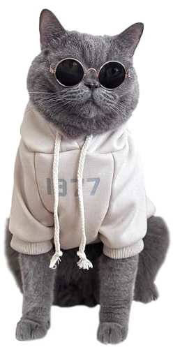 KASESSS Body pour Chat, Vetement Chat, Manteau Chats Sweat-Shirt d'hiver, Respirant Manteau Chats d'hiver Vêtements à Capuche avec Fine Couche de Molleton, Pyjama Chaud à Deux Pattes, Abricot, M