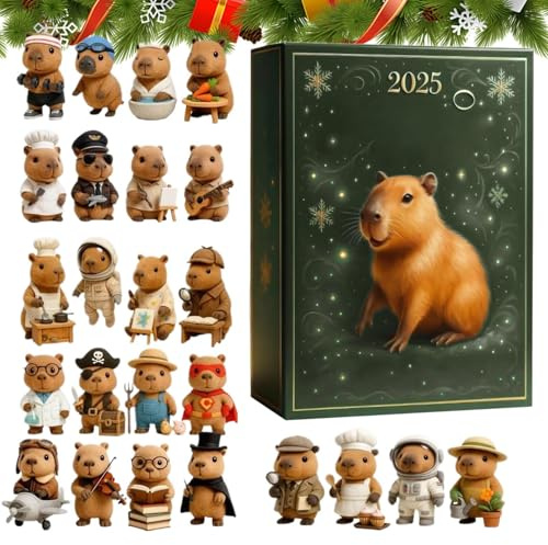 Duvcoywae Calendrier De L Avent Pour Amateurs De Capybara,Décor Animalier En Acrylique 2D 24 Jours,Calendrier de l'Avent Ornement Capybara - pour Maison Arbre de Noël Voiture Rétroviseur Mur Fenêtre