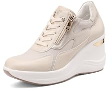 QUEEN HELENA Sneakers Alte con Zeppa Donna X34-38 (X34-39 Beige, Sistema Taglie Calzature EU, Adulto, Donna, Numero, Media, 37)