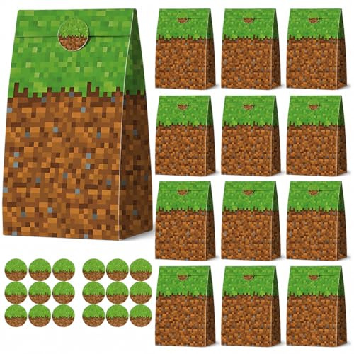 12 Stück Geschenktüten Kindergeburtstag,Candy Tüten zum Verpacken mit 12Aufkleber,Geburtstagstüten Kinder,Gift Bags Children's Birthday für Mitgebsel Kindergeburtstag, Hochzeit, Party
