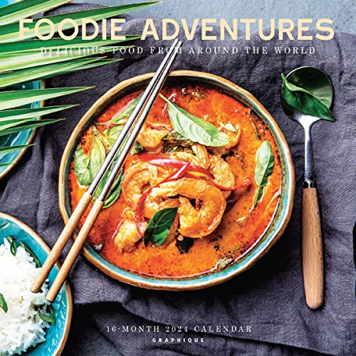 Graphique 2024 Foodie Adventures Wall Calendar | 12” x 12” | Thick Paper | Home & Office Organizer | Large Monthly Grid | 3 Languages & Marked Holidays | 4 Month Preview Page for 2025