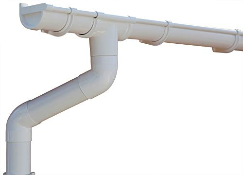 Kit gouttière PVC pour un versant | GD16 | disponible en 4 couleurs | Idéal pour véranda ou chalet de jardin ! (Kit complet jusqu'à 10.50 m, Blanc)