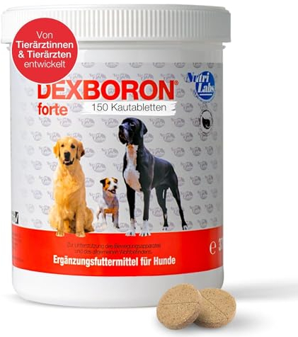 NutriLabs Dexboron forte Hunde Kautabletten 150 STK. - Tabletten mit Teufelskralle - Regenerationsmittel mit Weidenrinde, Weihrauchextrakt u.v.m.