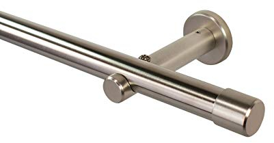 iso-design Gardinenstange 20 mm Farbe Edelstahl, Vorhangstange zur Wand- und Deckenmontage geeignet, Rohr aus Edelstahl, Set mit Halterungen und Endstück Kappe, 400 cm (2 x 200 cm)