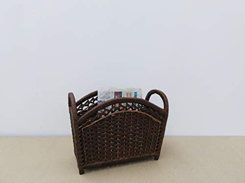 Dalux Zeitungsständer in Rattan-Optik mit Henkel als platzsparender Magazinhalter mit Tragegriff zum Transportieren für Zeitungen, Zeitschriften (Klein 40x18x30 cm)