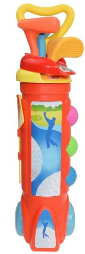 Kindergolfset mit Rollwagen Kunststoff-Golfschläger für Kinder ideal für gemeinsames Spielen im Freien und zum Lernen Rot