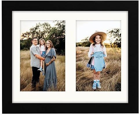 AVEAX Bilderrahmen 20x25 cm, Holzrahmen zur Präsentation von 2 Fotos im Format 10x15 cm, Schwarz
