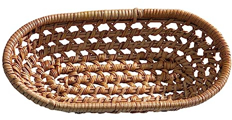 TOGEVAL Kleiner Rattan Aufbewahrungskorb Handtuchhalter Geflochtene Box für Badezimmer Schlafzimmer Waschraum Tragbarer Organizer für Zuhause und Büro