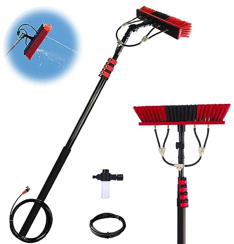 YFSMBD Waschbürste mit Teleskopstiel 3.6-6M ausziehbar zur Reinigung von Solaranlage Terrassendach Fensterreinigung Photovoltaik Wintergarten Reinigungsset PV Anlage Reinigung (55cm Brush Head,6M)