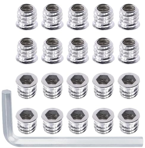 Navasen 20 Stück Einschraubmutter M5 Einschraubmuffen M5 x 10mm Eindrehmuffe mit Abdeckrand Gewindeeinsatz Hex Innensechskantmuttern aus verzinktem Stahl