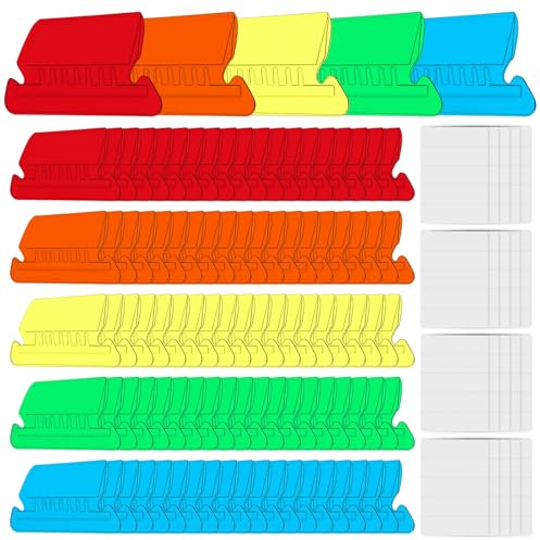 File Folder Tabs, Selizo 100 Sets Hanging File Folder Labels 2 Tabs and Inserts for Hanging Files (Multicolor)