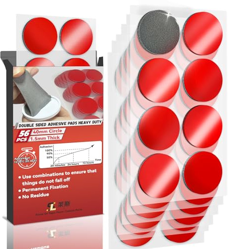 Birllaid Doppelseitige Klebepads Orbicular 4cm,Hochbelastbares Montageband,56 Stück UltraSticky Strong Pads Klebeband1,5 mm dick für Wände Bild,Auto, Zuhause, Büro