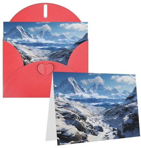 FZQVSLCM Glückwunschkarte mit Umschlägen, spektakuläre Geburtstagskarten schneebedeckte Berge, blanko Karten halb gefaltet, lustige Dankeskarte für alle Anlässe, 10,2 x 15,2 cm