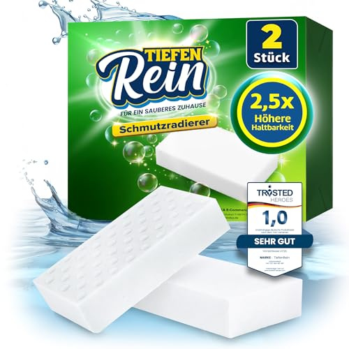 2,5 volte più lunga durata | 2 pezzi – Nuovo: spugna per cancellare | spugna magica extra durevole | Magic Eraser spugna rimuove lo sporco dalla parete, sulle scarpe, in cucina e in bagno