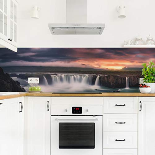 micasia Crédence de cuisine adhésive imperméable forêt sans joint revêtement mural avec motif film rigide mat noir fond de hotte motif 1347 (245x70cm)
