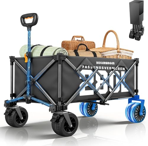 Chariot électrique Pliable, Chariot de Plage avec Moteur sans balais | Conception entièrement Pliable | 280L à 80KG | 3 Vitesses | Chariot à Main Pliable pour Le Camping, Le Jardin (Gris)