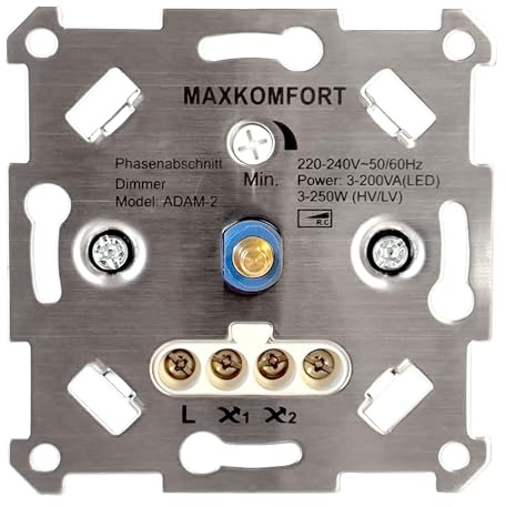 LED Dimmer 230V A2 Unterputz Phasenabschnitt R,C 3-200VA Einsatz geeignet für LED und Halogen Druckwechselschalter Dimmschalter