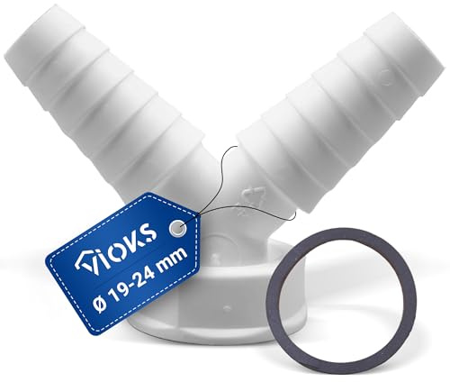Raccord de tuyau double pour siphon 1 Filetage intérieur Ø 19-24 mm Blanc