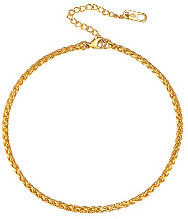 PROSTEEL klassisk unisex-fotkedja av rostfritt stål/18k förgylld ankarkedja/pansarkedja/snörkedja/vetekedja, justerbart fotband för män, kvinnor, pojkar och flickor, sommarsmycken, tillbehör, 23 cm, Rostfritt stål