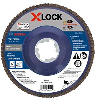 BOSCH FDX2750060 1 Stück 12,7 cm X-LOCK Fächerscheibe 60 Körnung kompatibel mit 7/8 Zoll Dorn Typ 27 für Anwendungen in Metallmischung und Schleifen