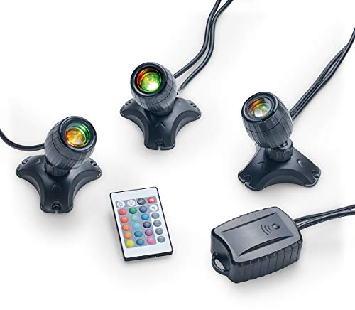 Pontec PondoStar LED RGBW Set 3 - Farbige und weiße LED-Beleuchtung für Teich und Garten, Unterwasserbeleuchtung (IP68)