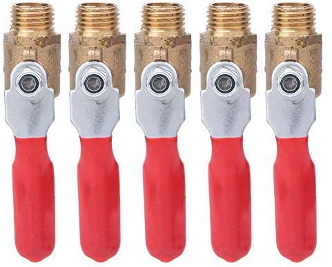 5 grifos G1/4 Bola de doble rosca macho, Accesorio de compresor de aire, Grifos giratorios, Válvula de latón para conexiones de manguera de aire