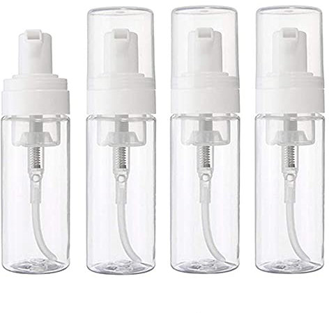 4 botellas de espuma de 100 ml, de plástico, vacías, transparentes, rellenables, dispensadoras de jabón líquido, cosméticos, en fregaderos de cocina, baño y viajes