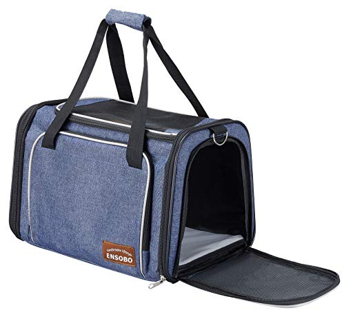 ENSOBO Transporttasche Katze, Faltbare Hundetragetasche Katzentragetasche, Tragetasche für Haustiere, Reiseträger mit weicher Matratze für den Transport mit Zug/Auto/Flugzeug