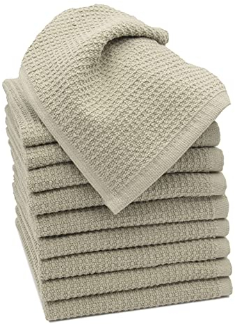 ZOLLNER 10er Set Seiftücher in 30x30 cm - langlebige Handtücher in grau - mit praktischem Aufhänger - Zeitloses Waffelmuster - waschbar bis 95°C - Baumwolle - Hotelqualität